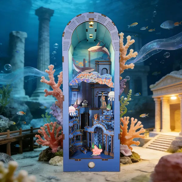 Atlantis DIY Book Nook Kit with Lights: Miniature Bookshelf Diorama